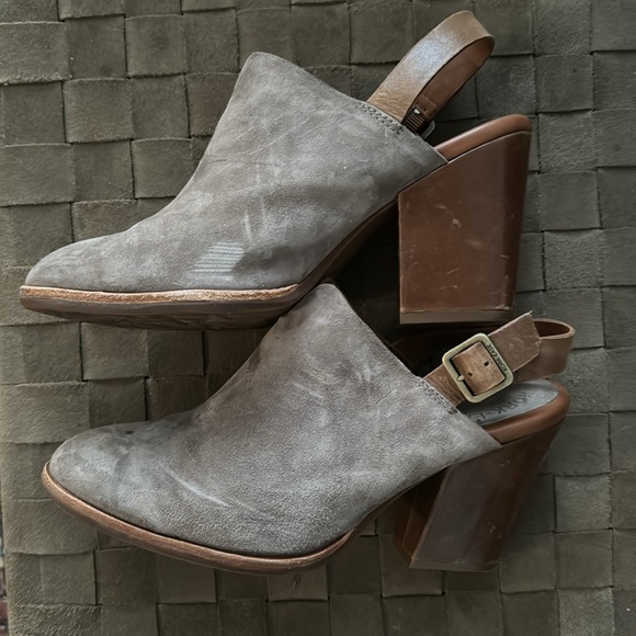 Kork ease grey leather sling back Janelle block heel clog mule women’s size 9 - Picture 2 of 6